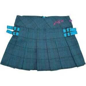 VTG y2k Women's Blue Plaid Low Rise Stuff by Hilary Duff Bratz Micro Skirt Sz 26